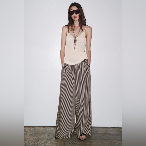 ZW Collection Striped Flowing Trousers - Picture 4 of 5